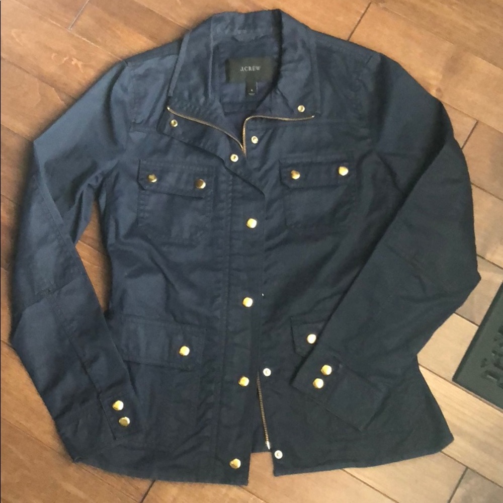 J. Crew navy & gold zip up jacket